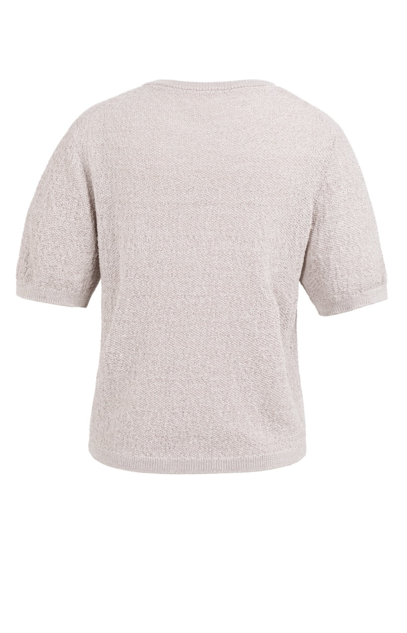 Mauve Textured Short Sleeve Knit Sweater – YAYA