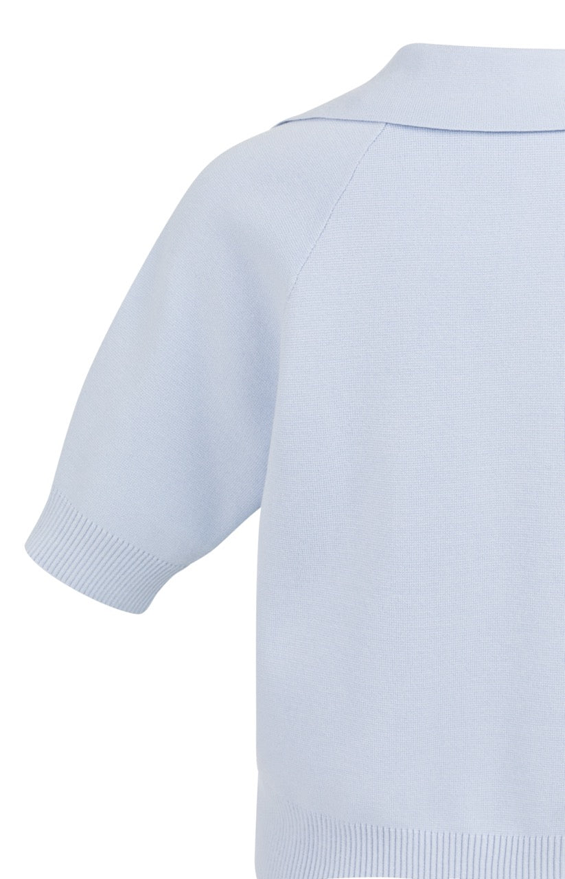 V-Neck Knitted Sweater with Collar – Gray Lilac | YAYA