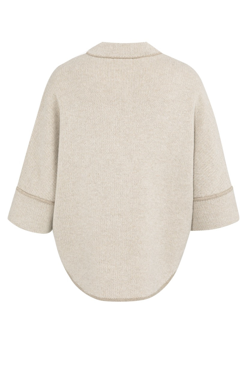 Chunky Knit Poncho Cardigan with Rounded Hem