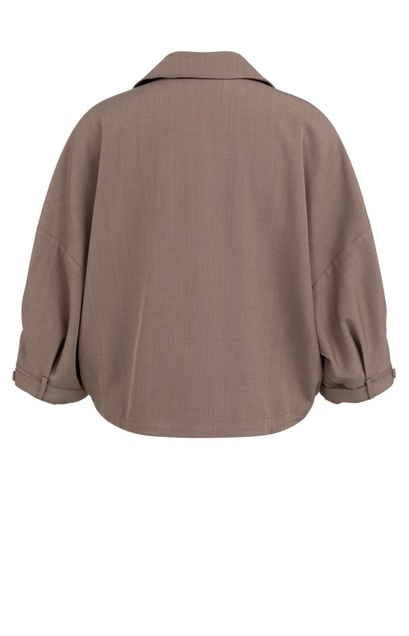 Deep Taupe Oversized Drawstring Blouse Jacket – YAYA