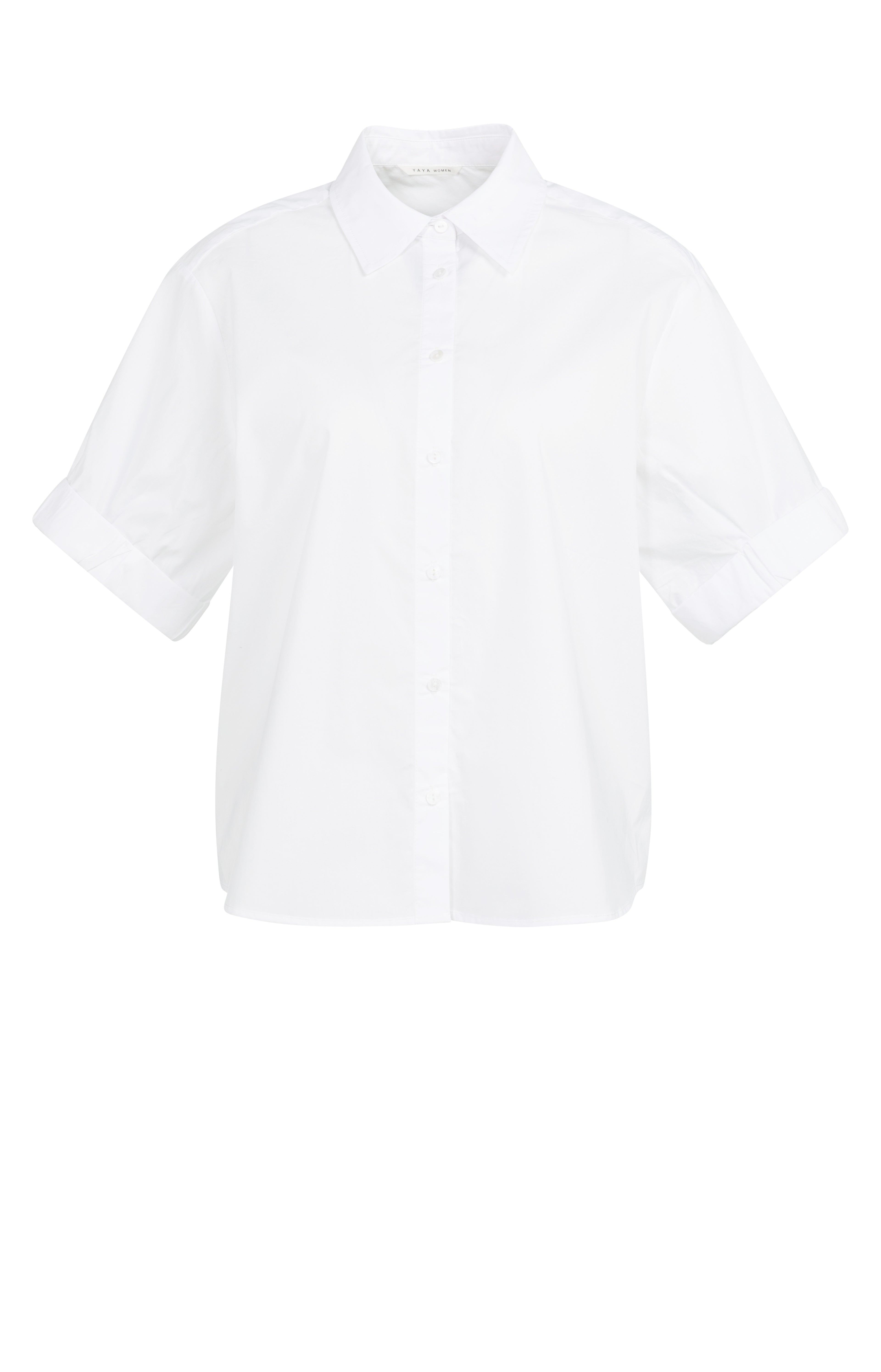 White Rolled Sleeve Cotton Blouse – YAYA