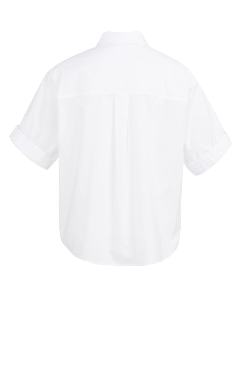 White Rolled Sleeve Cotton Blouse – YAYA