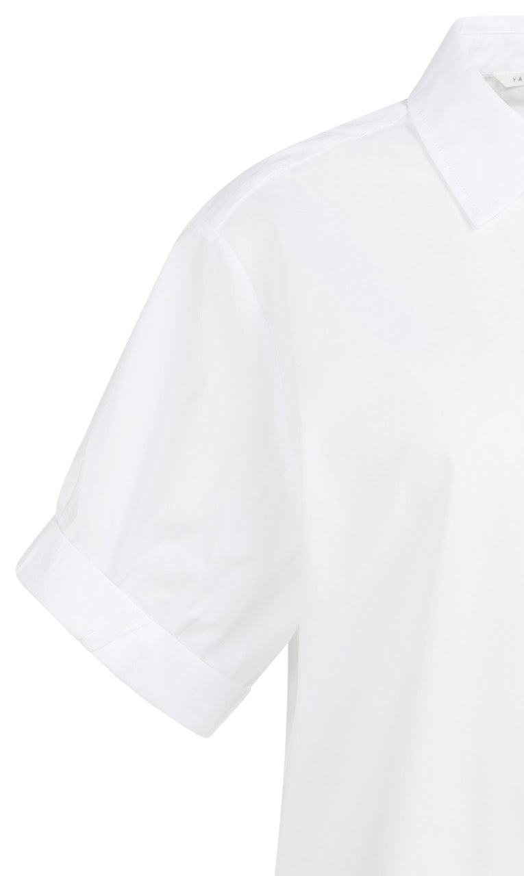 White Rolled Sleeve Cotton Blouse – YAYA