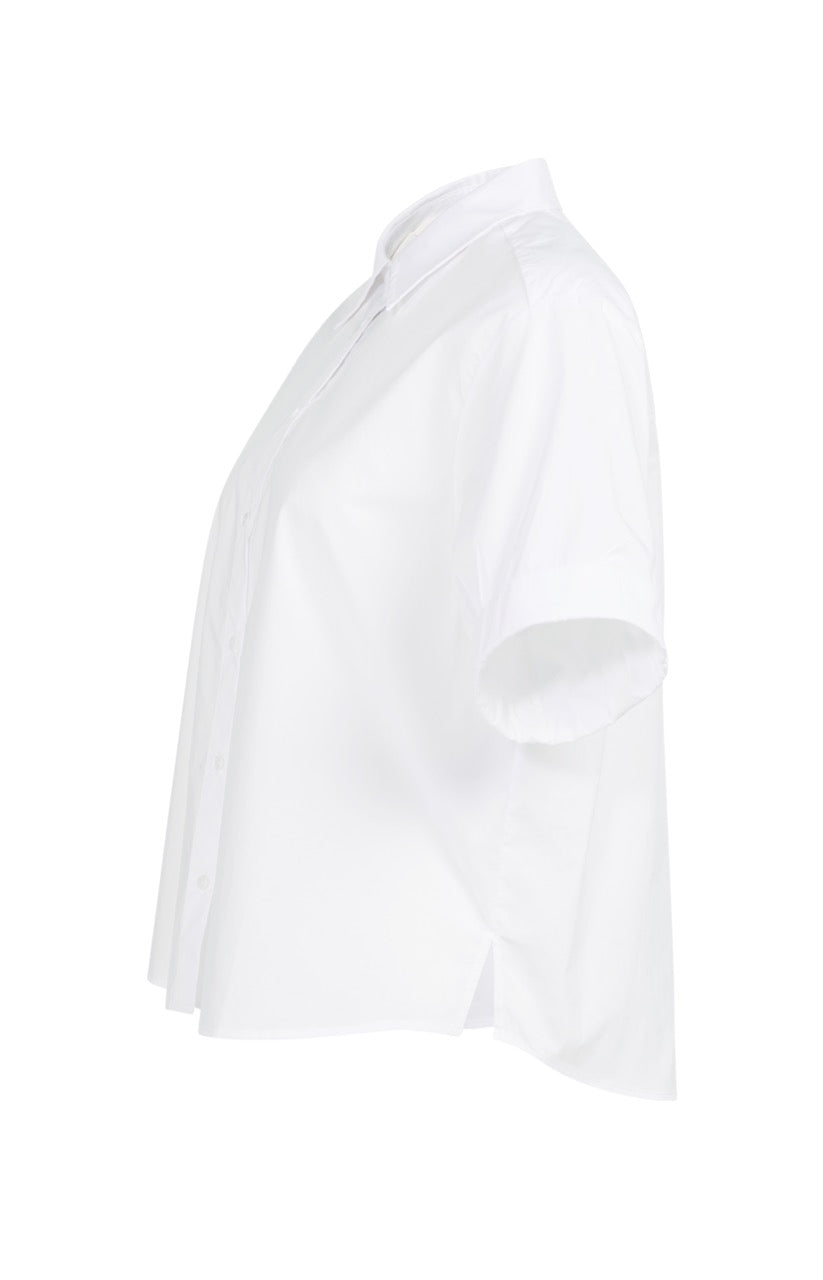 White Rolled Sleeve Cotton Blouse – YAYA