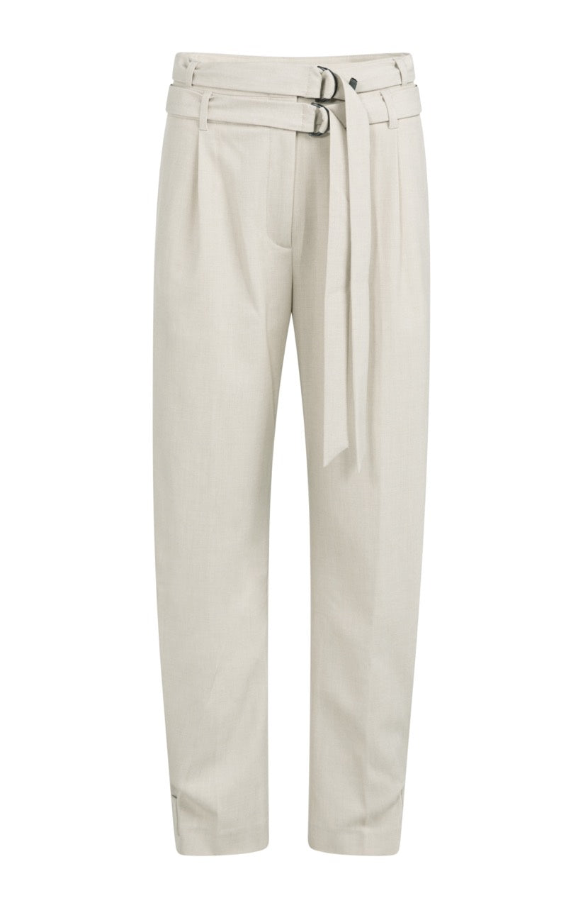 Loose Fit Trousers – Double Belt Detail in Kit Beige