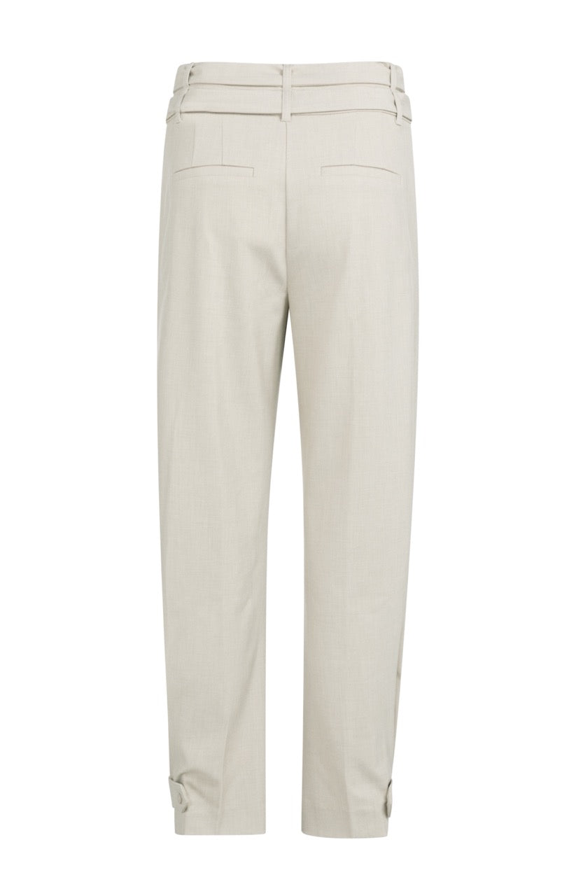 Loose Fit Trousers – Double Belt Detail in Kit Beige
