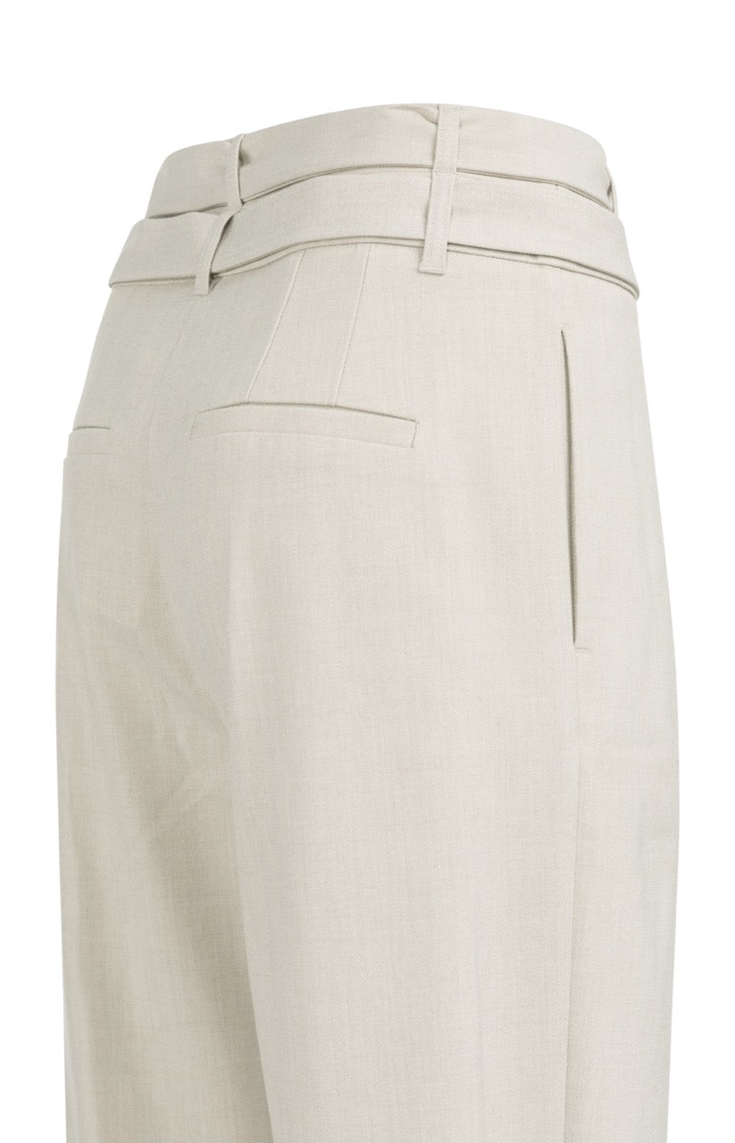 Loose Fit Trousers – Double Belt Detail in Kit Beige