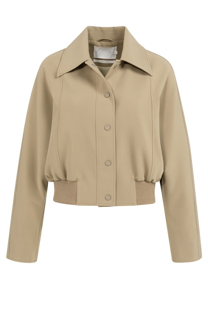 Short Oversized Jacket – Ribbed Hem in Khaki Green