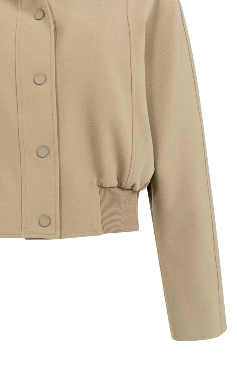 Short Oversized Jacket – Ribbed Hem in Khaki Green