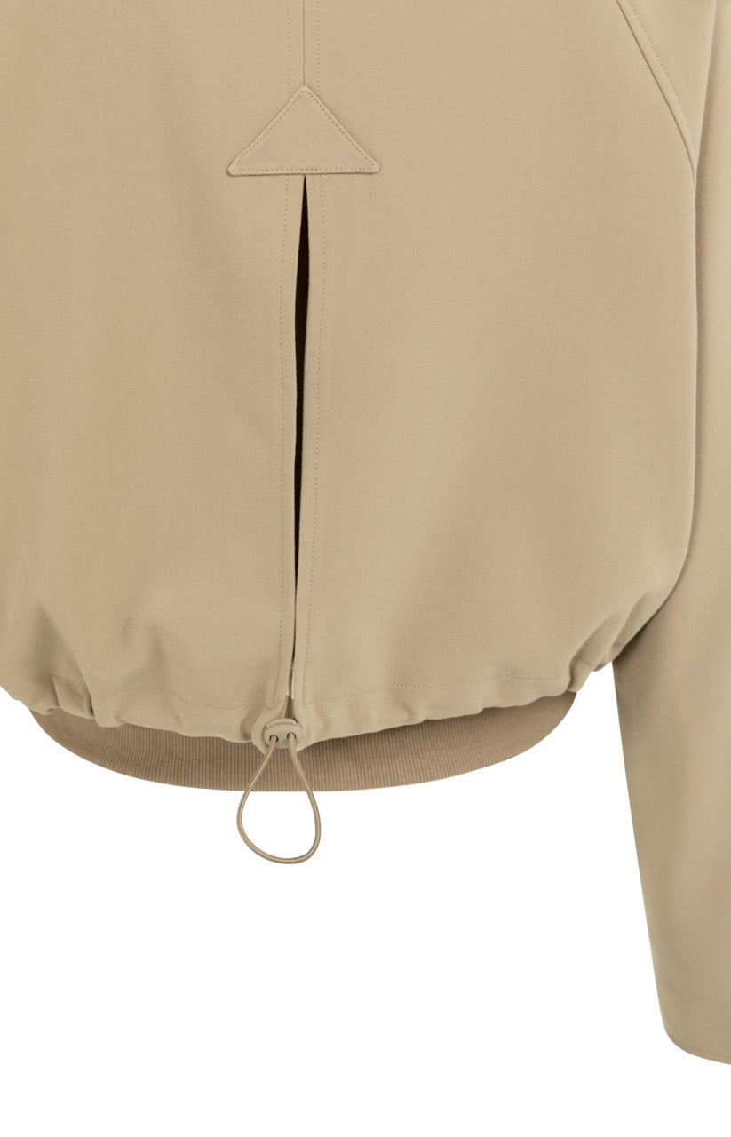 Short Oversized Jacket – Ribbed Hem in Khaki Green