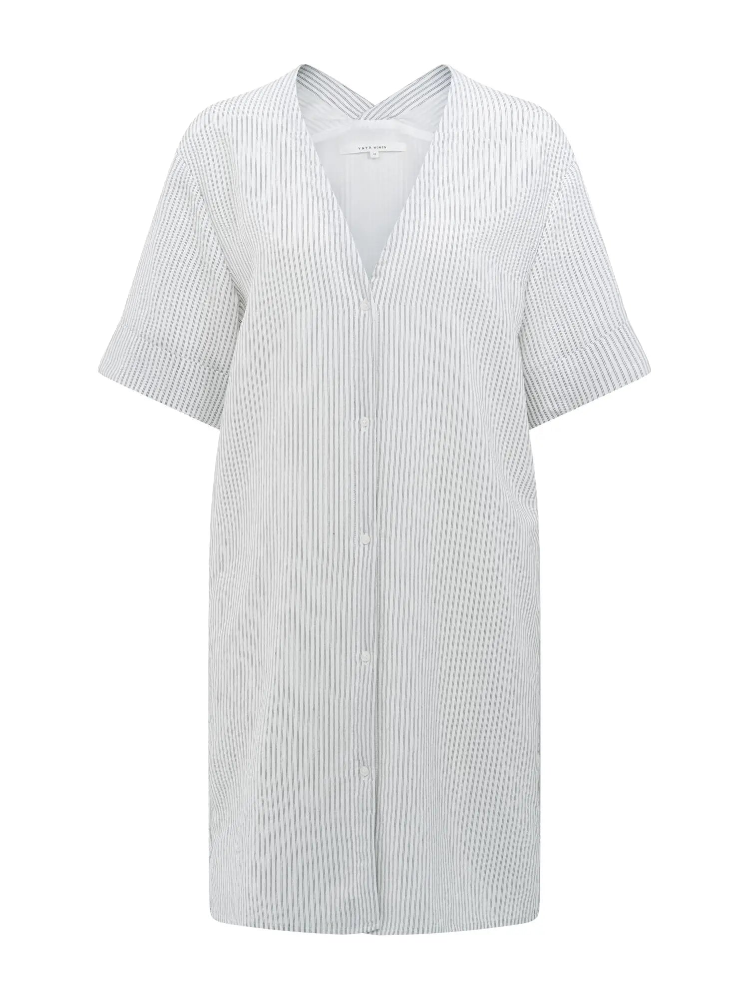Striped Dress with V-neck and Crossover Back – YAYA