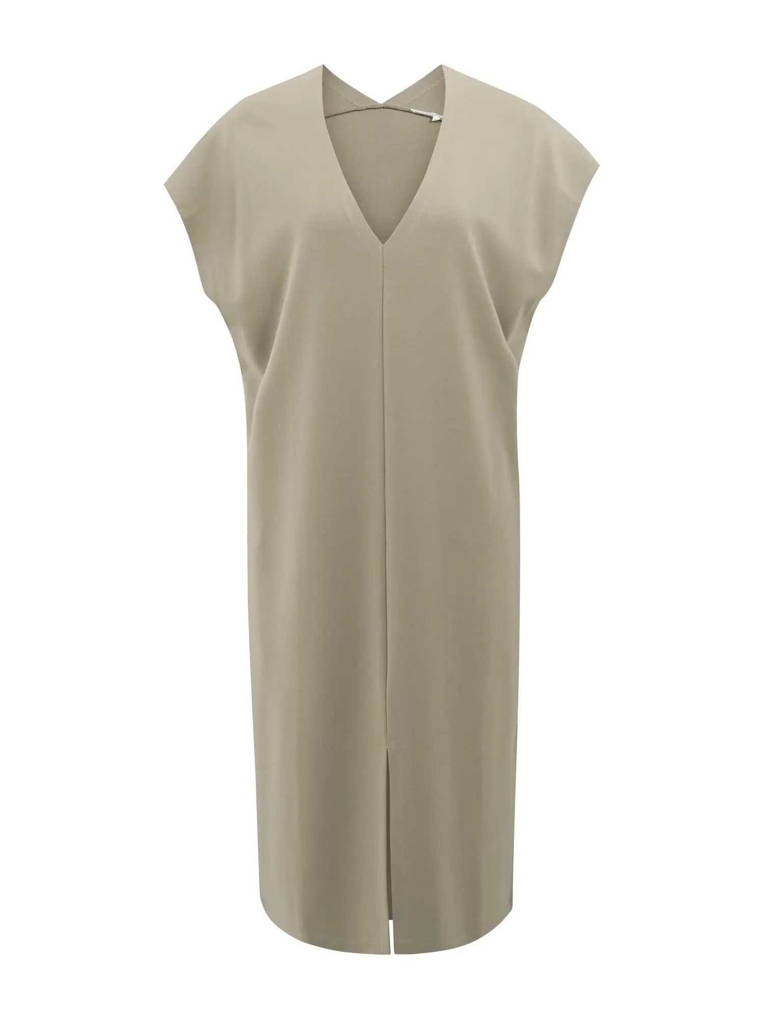 Sleeveless Dress with Double V-neck and Front Slit – YAYA
