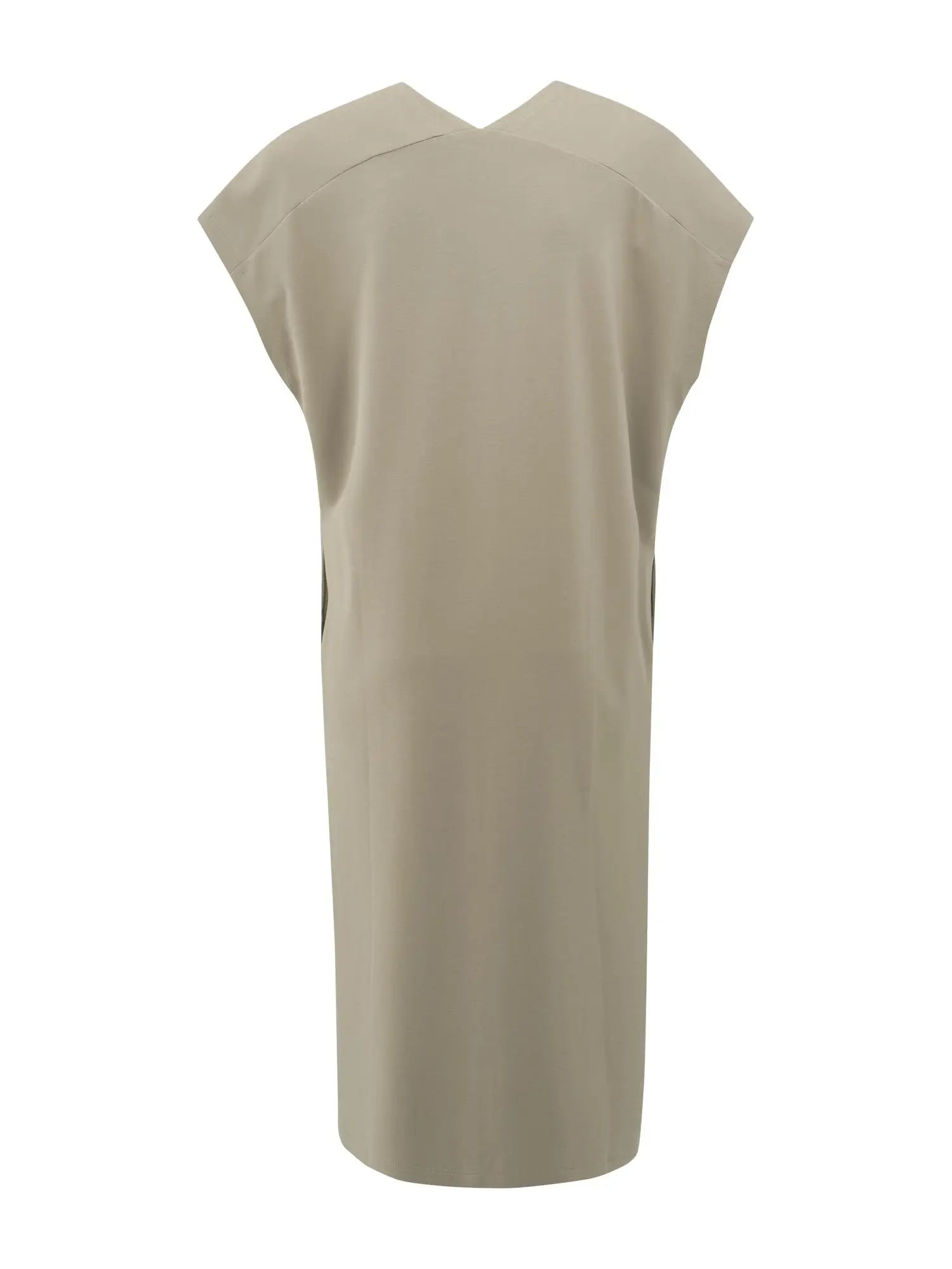 Sleeveless Dress with Double V-neck and Front Slit – YAYA