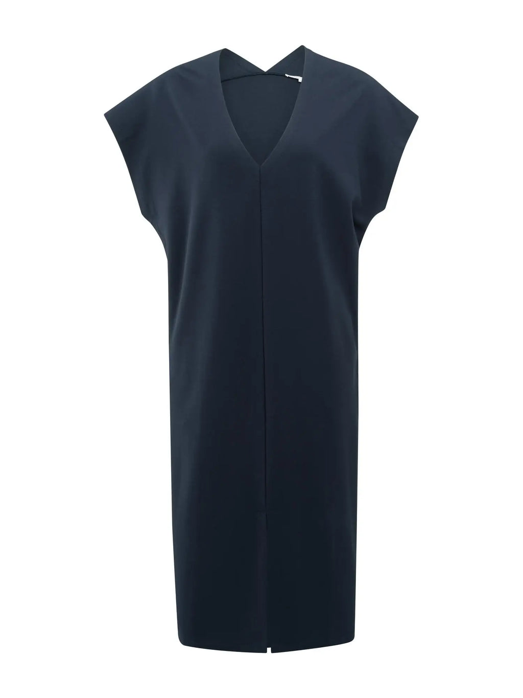 Sleeveless Dress with Double V-neck and Front Slit, Blue – YAYA