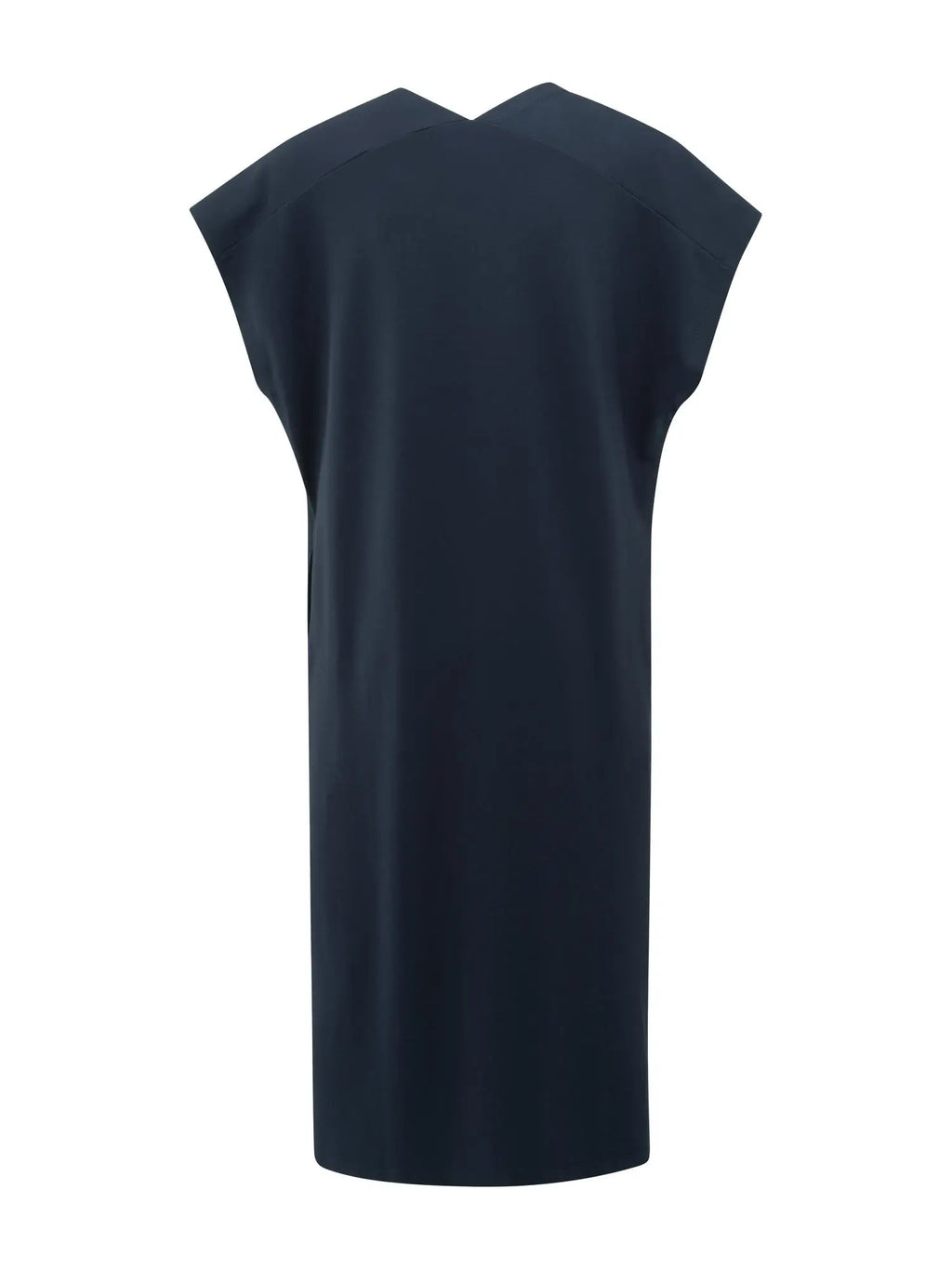 Sleeveless Dress with Double V-neck and Front Slit, Blue – YAYA