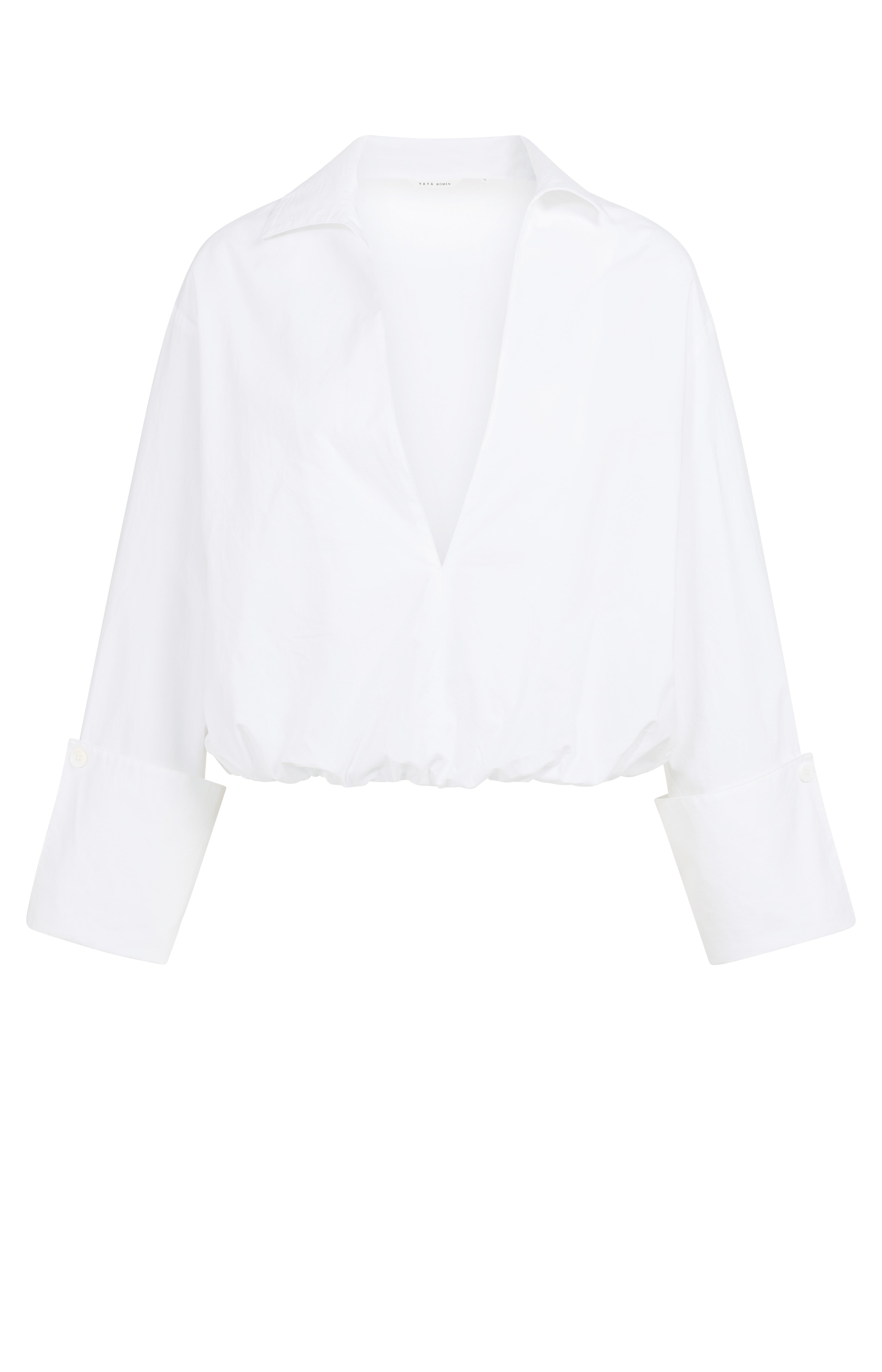 White Balloon Hem V-Neck Blouse – YAYA