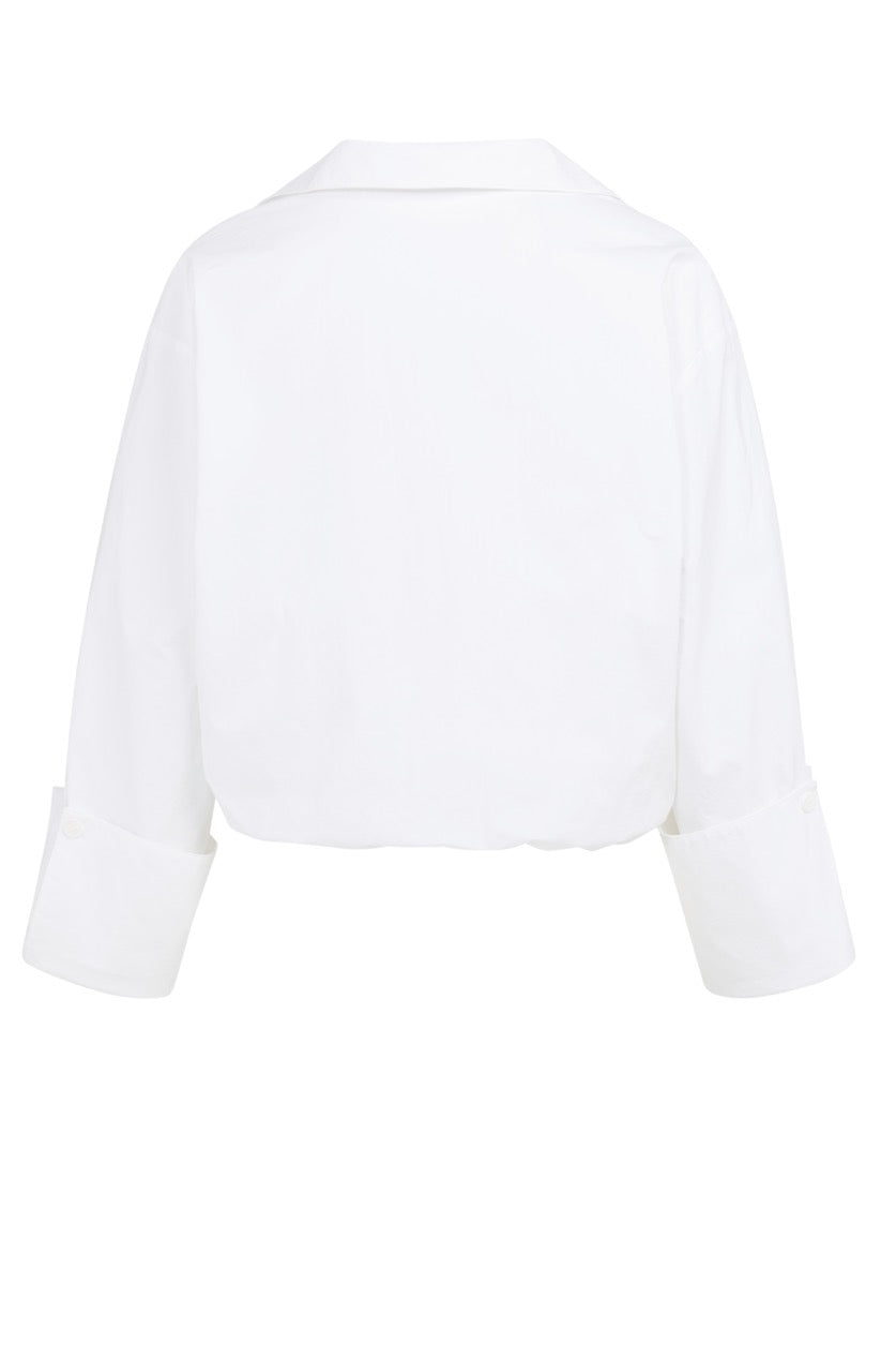 White Balloon Hem V-Neck Blouse – YAYA