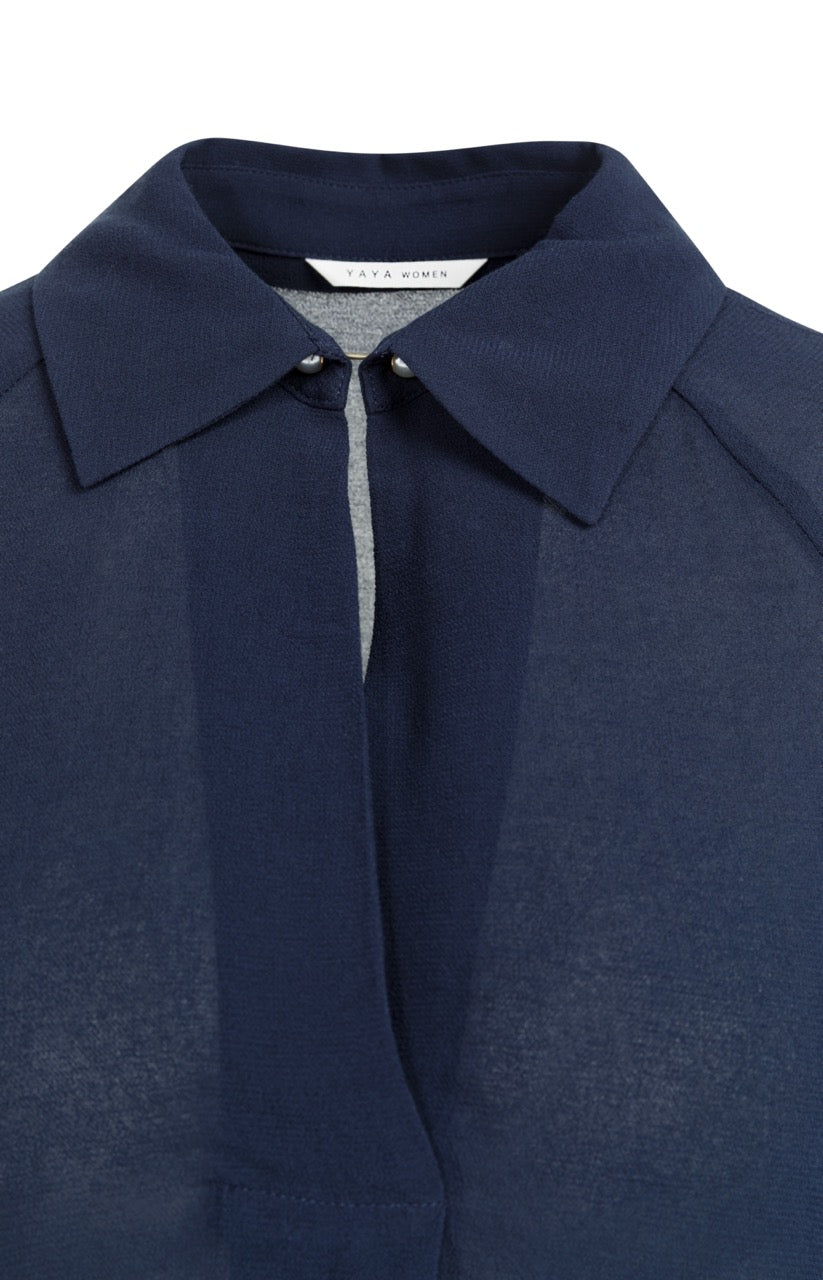 YAYA Pearl Detail Raglan Sleeve Top – Navy Blazer Blue
