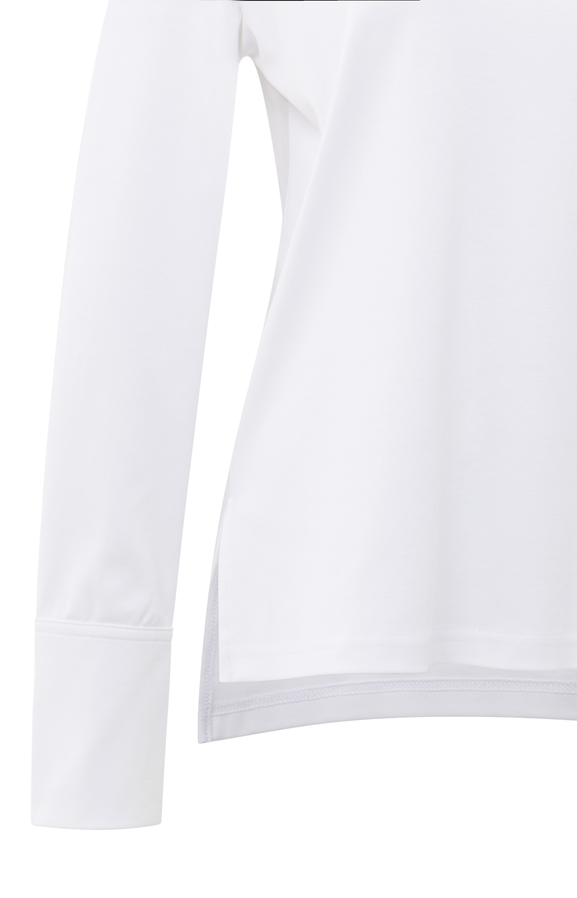 YY – Jersey Top with Long Sleeves and Woven Cuffs in Pure White
