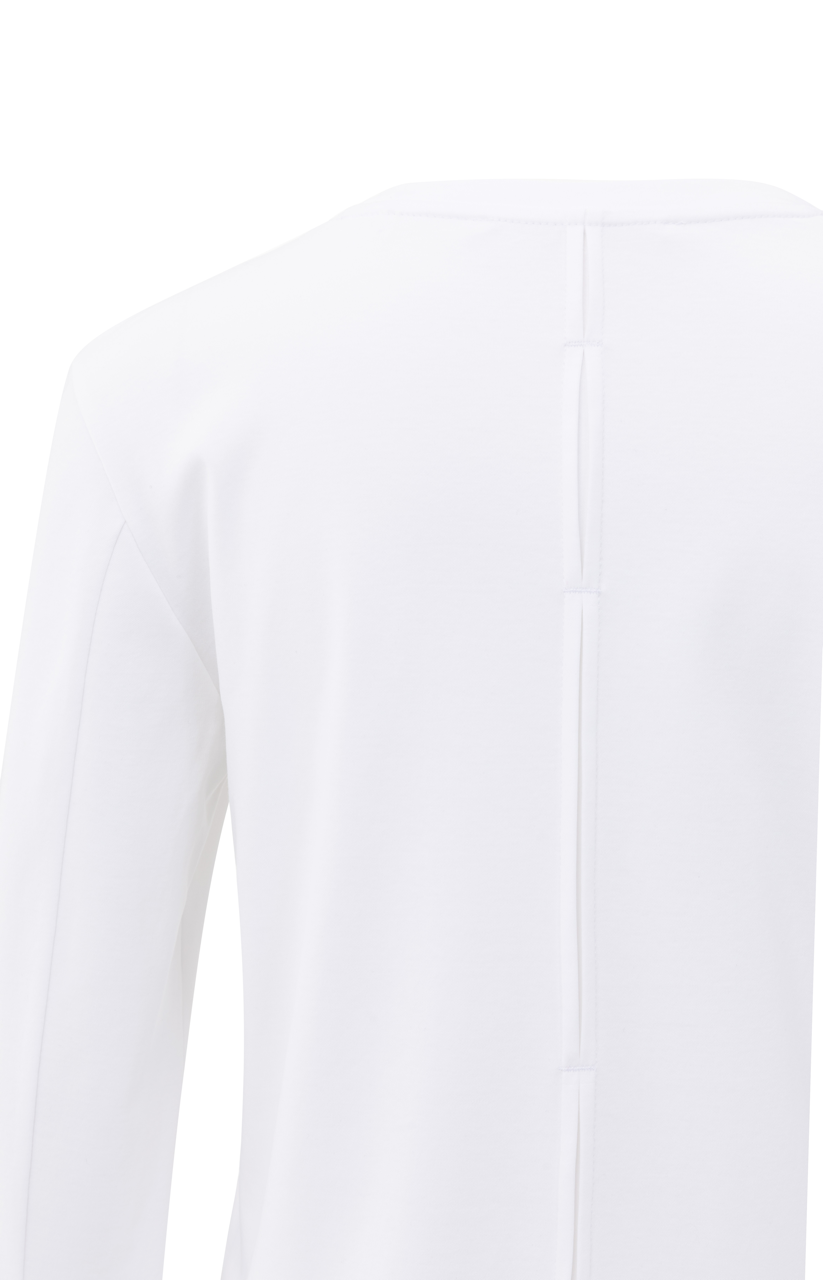YY – Jersey Top with Long Sleeves and Woven Cuffs in Pure White