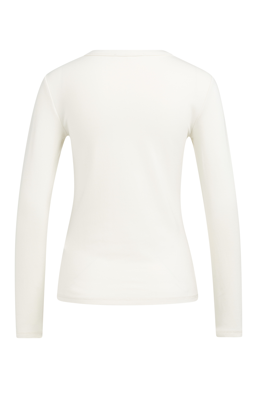 YY – Long Sleeve T-Shirt with Round Neckline in Off White