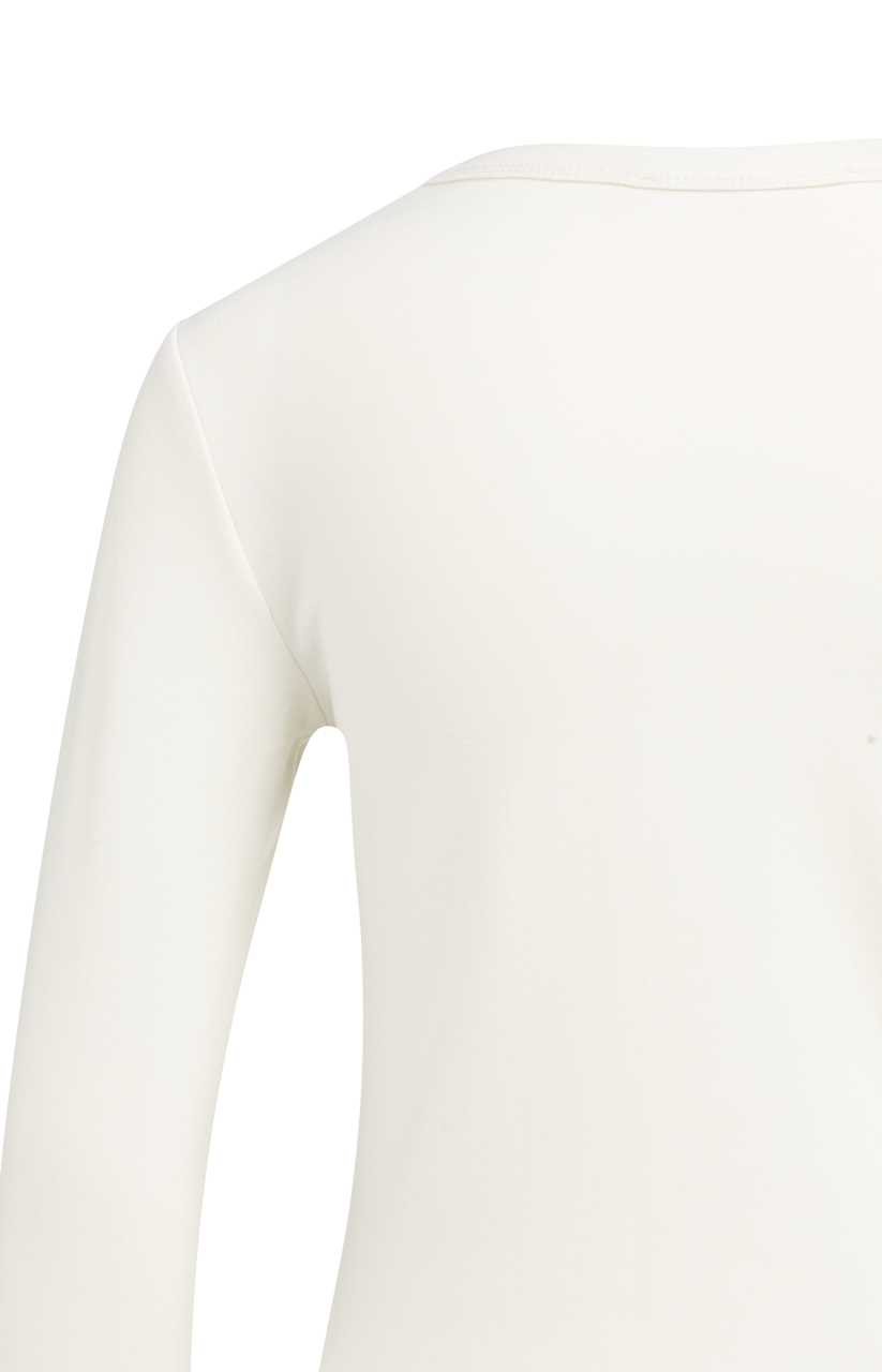 YY – Long Sleeve T-Shirt with Round Neckline in Off White