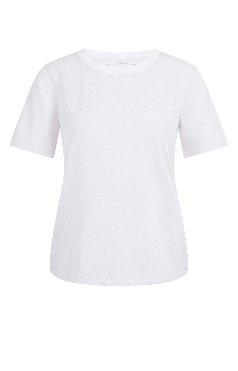Lilac Melange Contrast Trim T-Shirt – YAYA