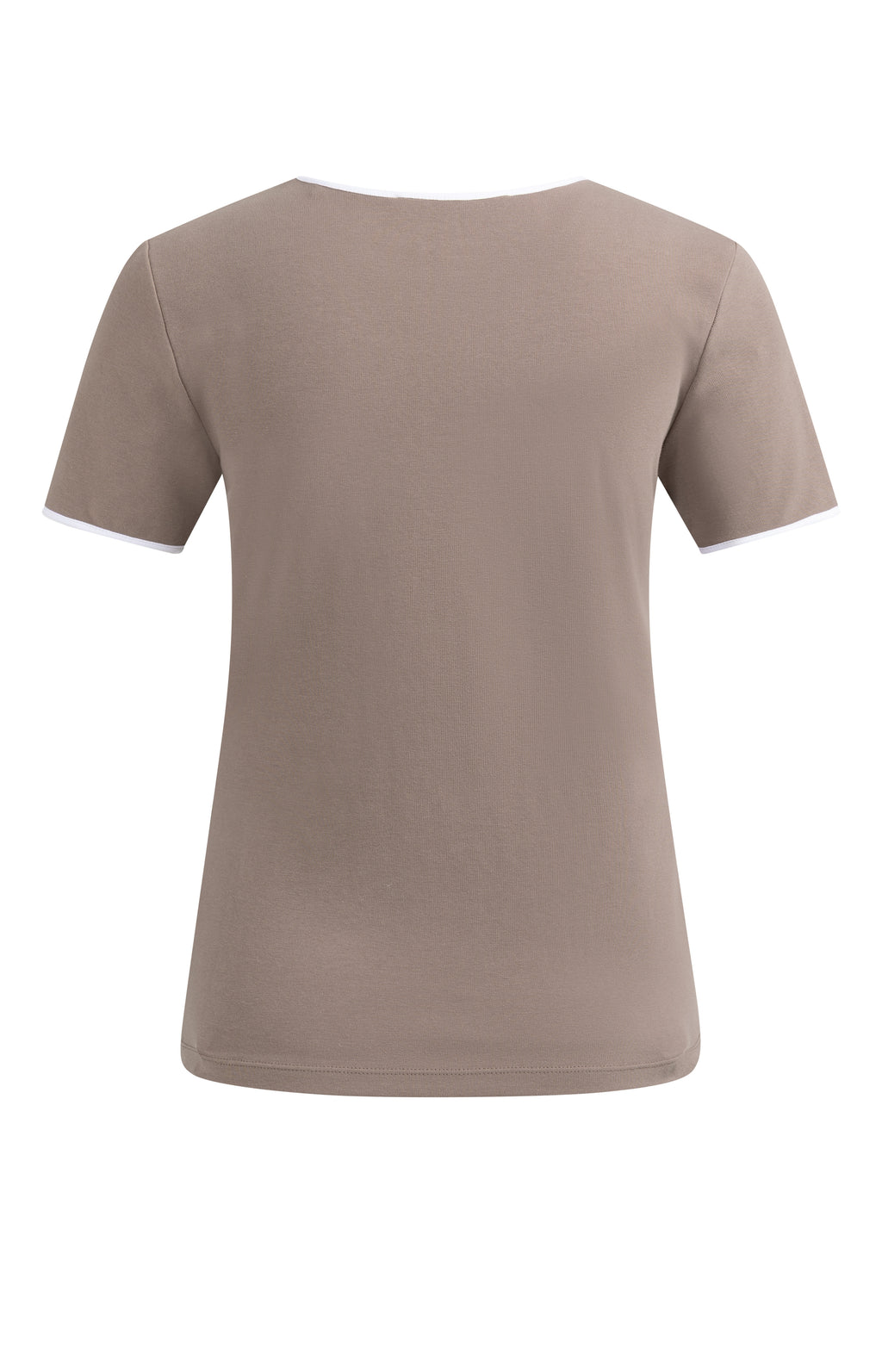Contrast Trim T-Shirt – Deep Taupe Brown | YAYA