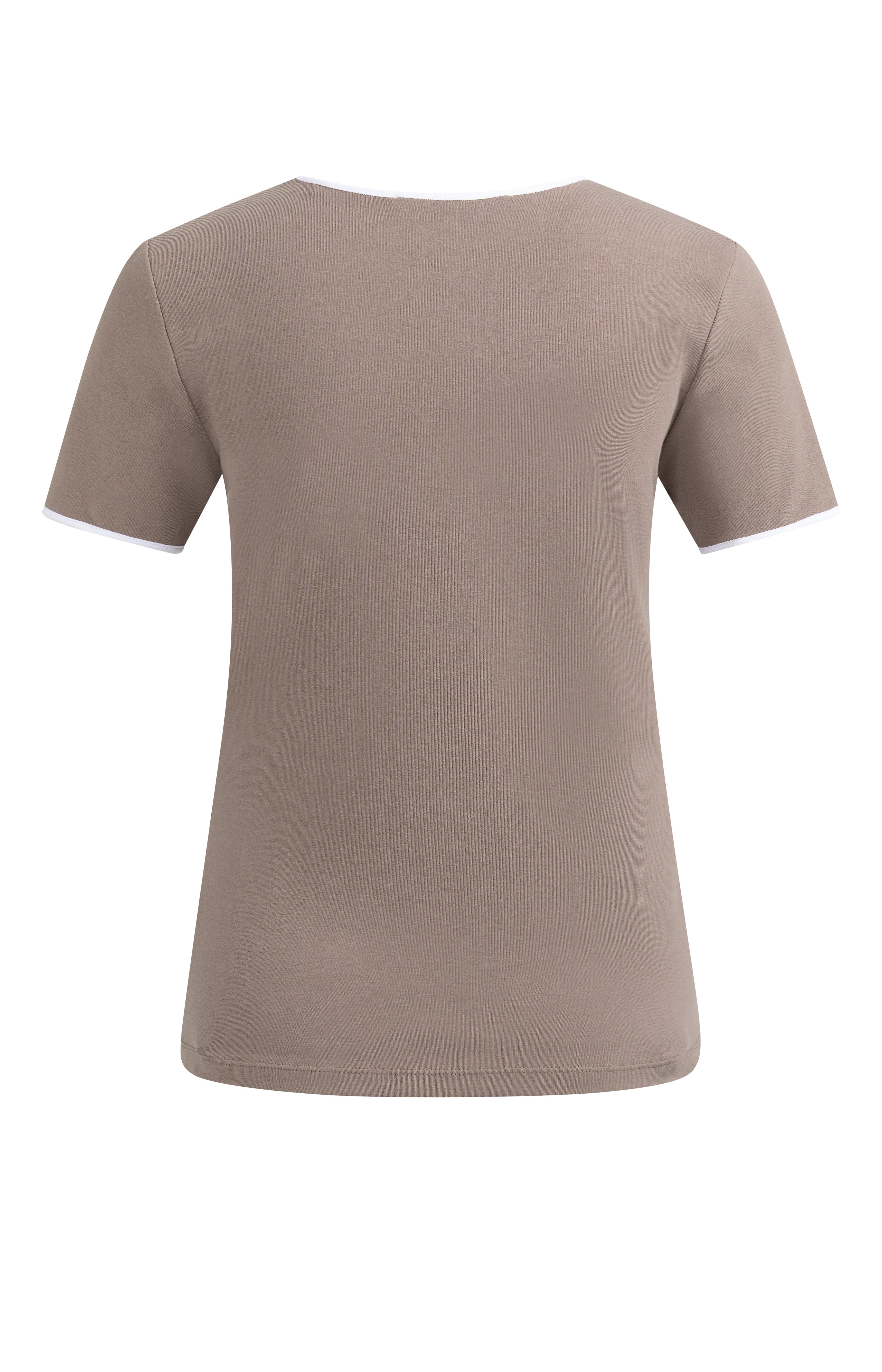 Contrast Trim T-Shirt – Deep Taupe Brown | YAYA