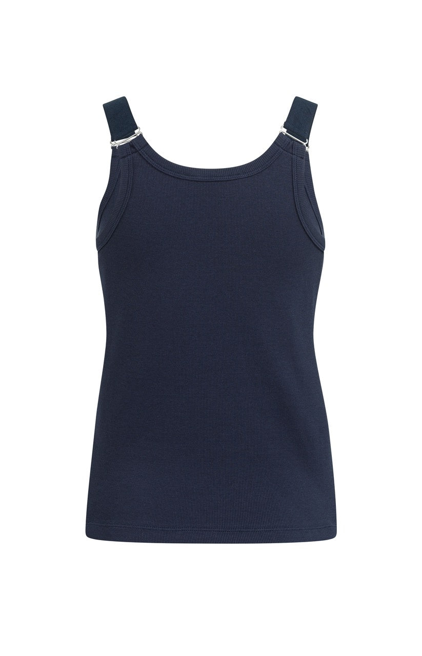Navy Ribbed Ring Strap Singlet – YAYA
