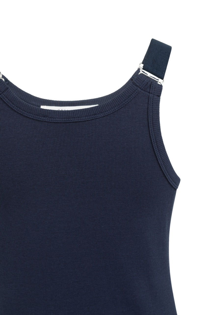 Navy Ribbed Ring Strap Singlet – YAYA