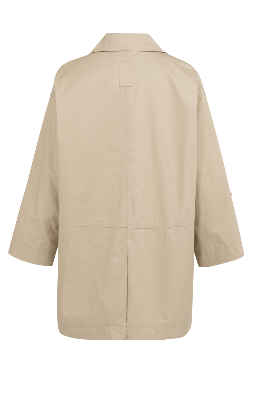 YA – Oversized Cotton Jacket with Buttons and Patch Pockets in Sandstone Beige