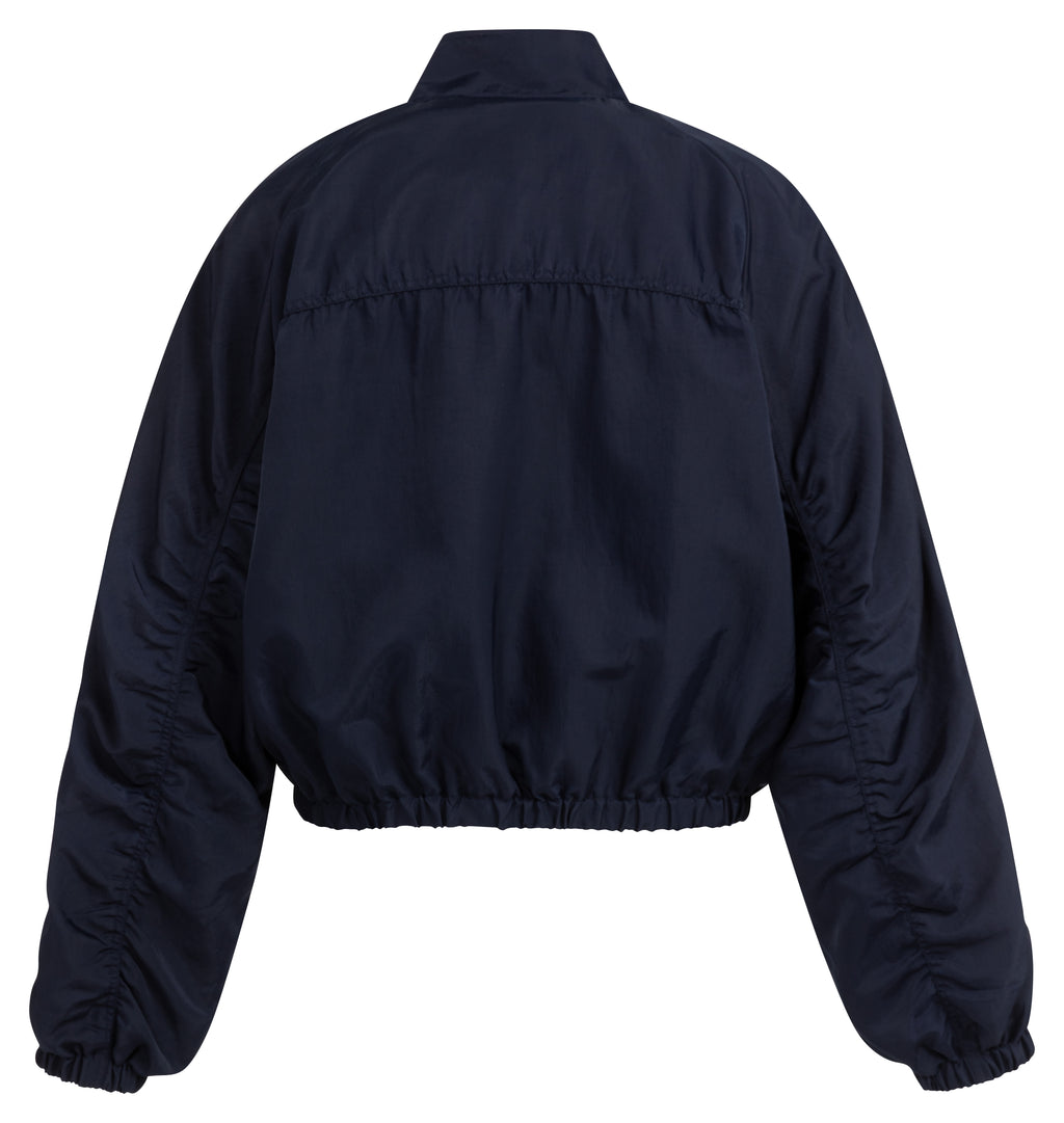 Navy Oversized Pleated Sleeve Jacket – YAYA