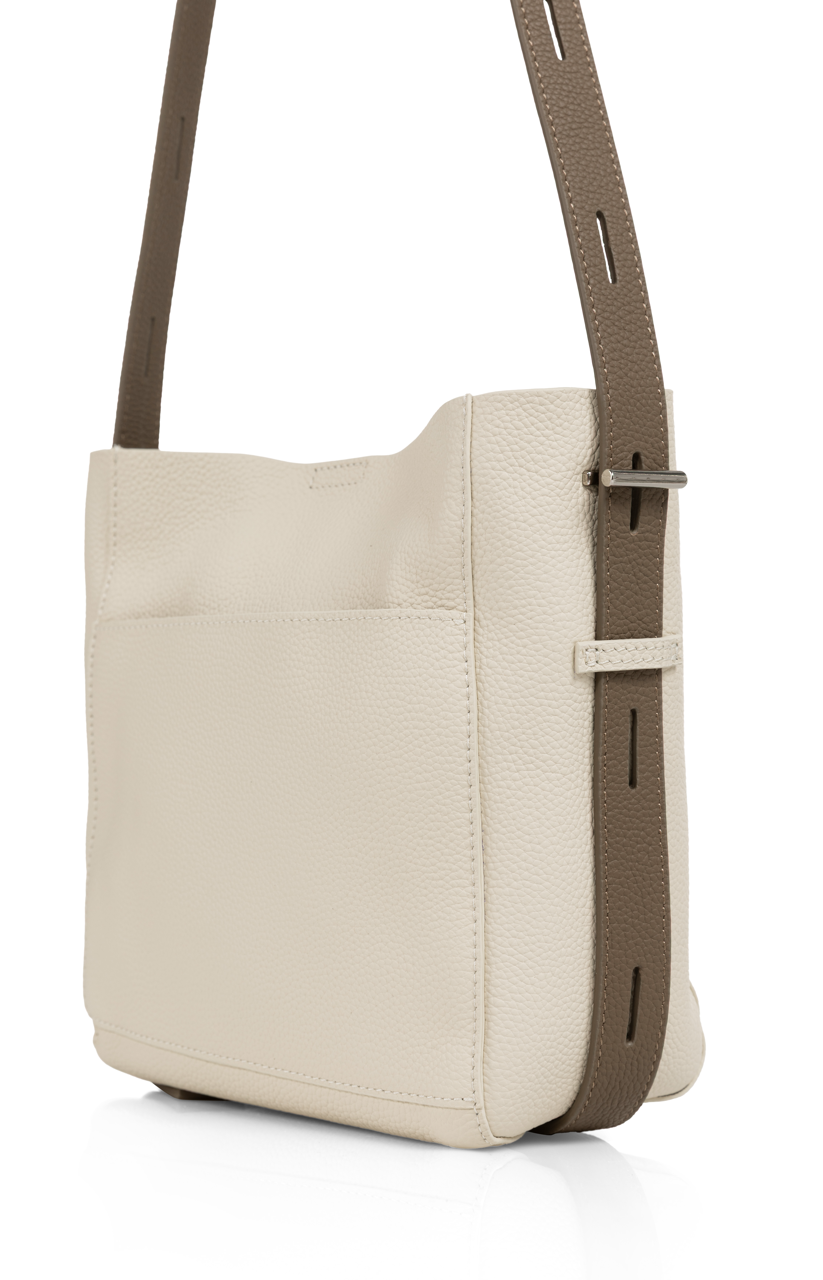 YA – Leather Shoulder Bag with Detachable Inner Pouch in Kit Beige