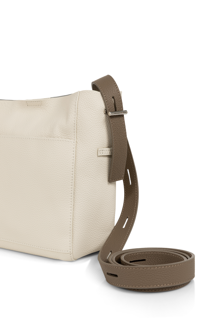 YA – Leather Shoulder Bag with Detachable Inner Pouch in Kit Beige