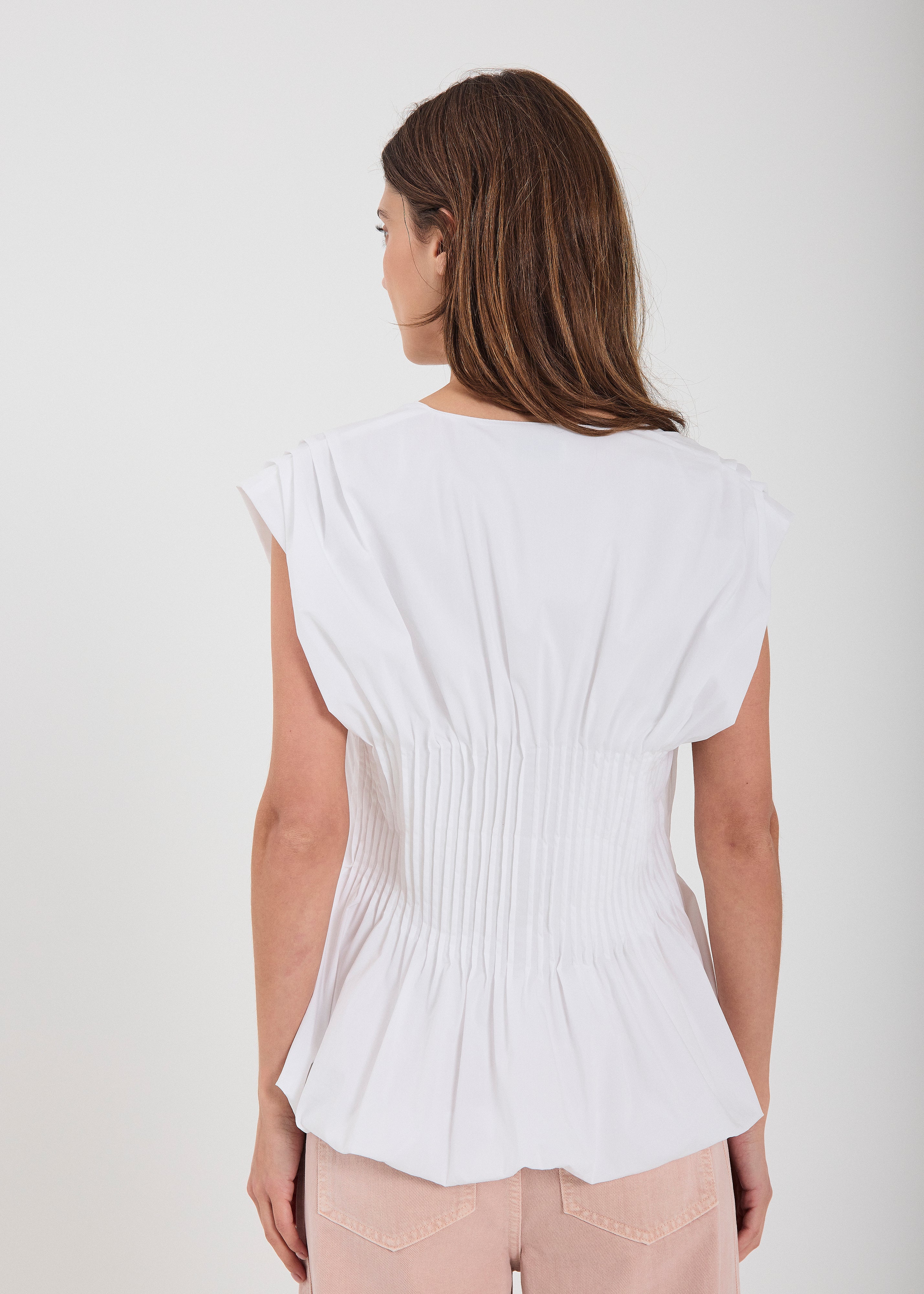 White Structured Cotton Blend Top – NORR