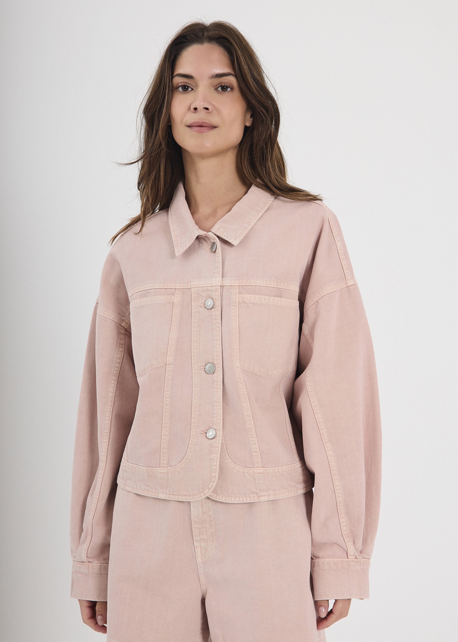 Light Pink Cropped Denim Jacket – NORR