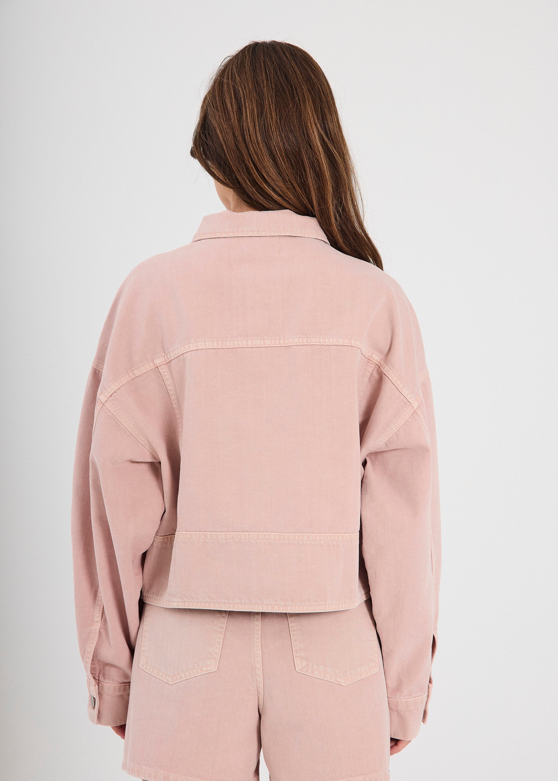 Light Pink Cropped Denim Jacket – NORR