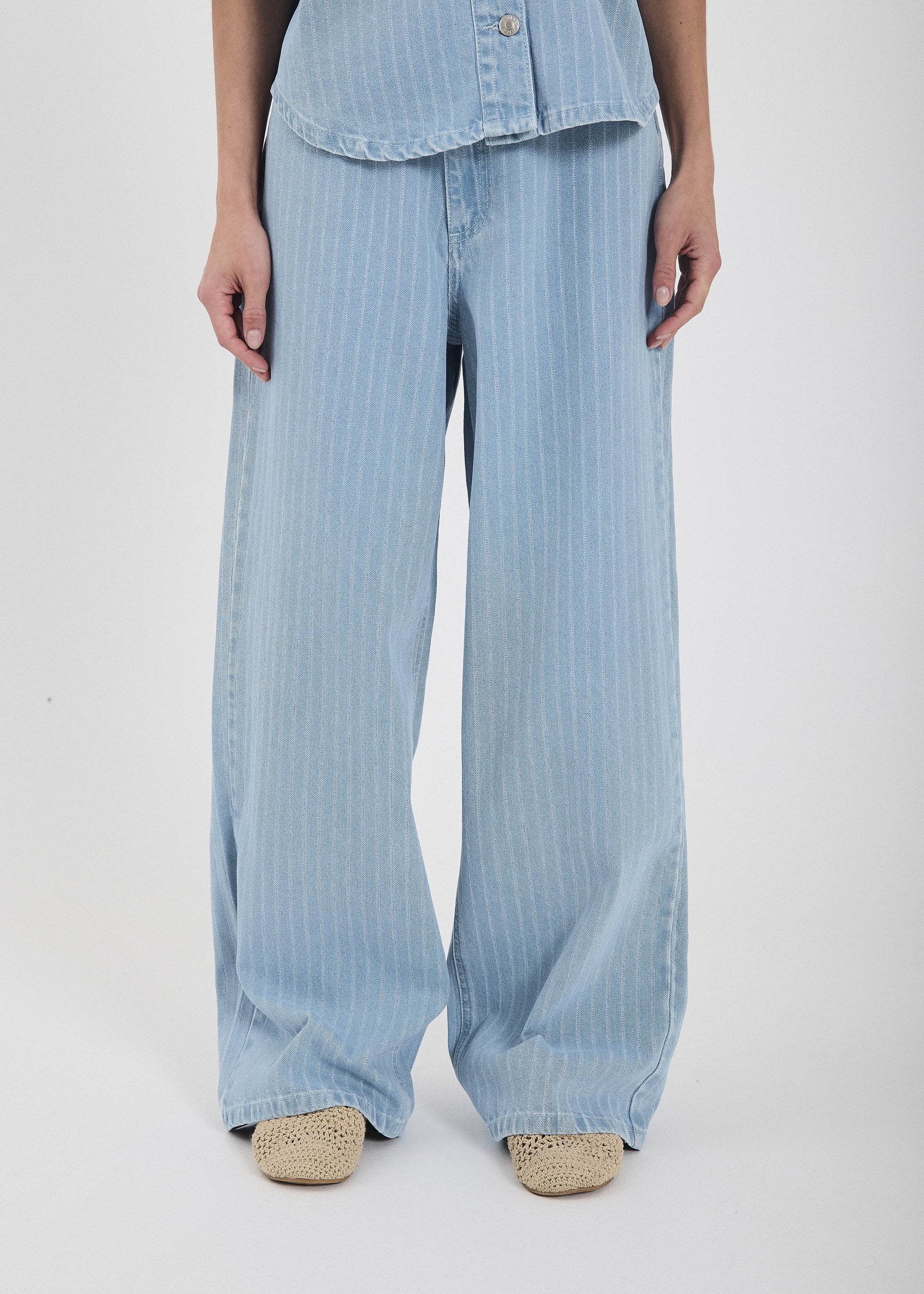 Light Blue Stripe High Waist Wide Leg Jeans – NORR