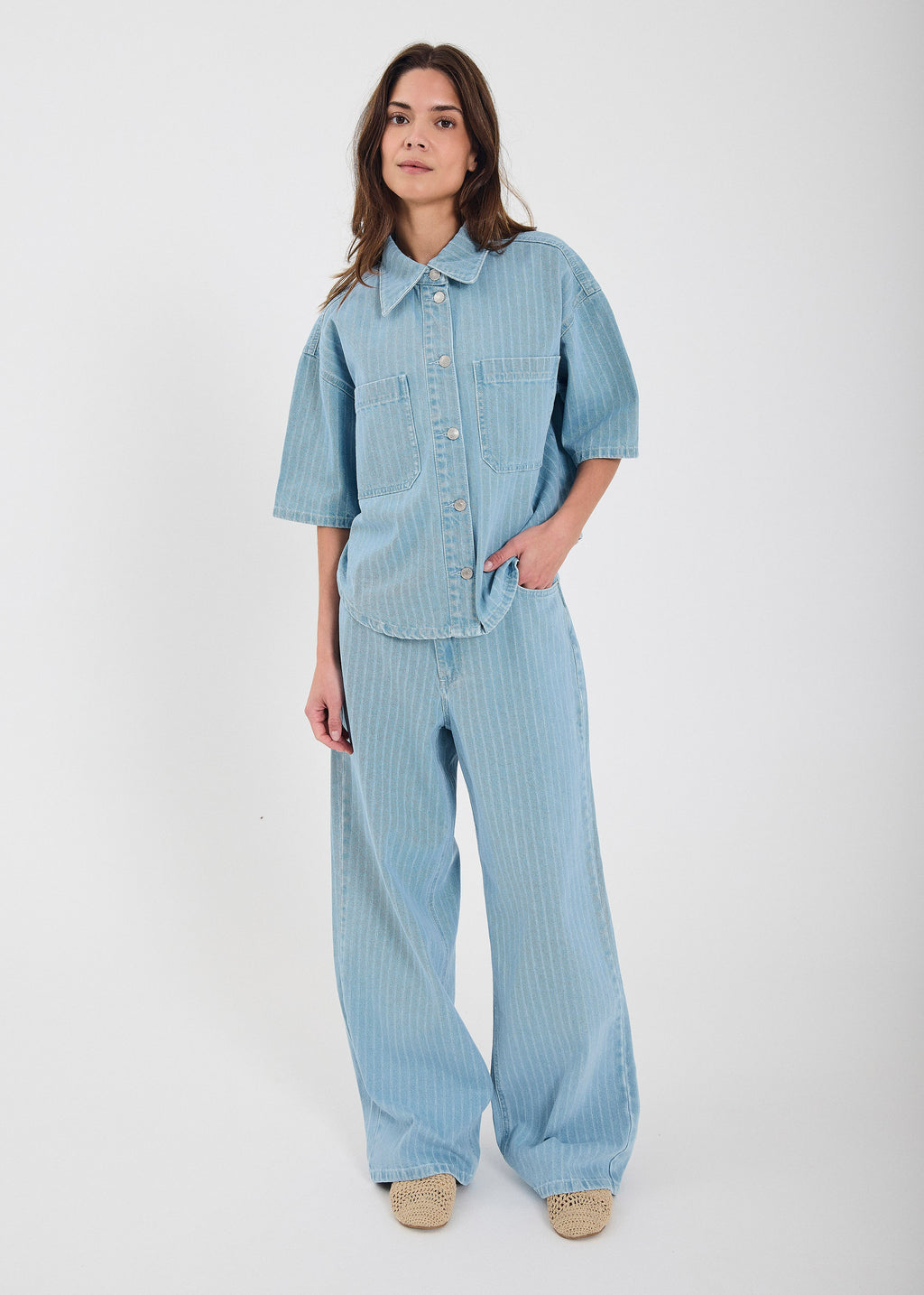 Light Blue Stripe High Waist Wide Leg Jeans – NORR
