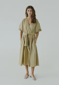 Beige Cotton Wrap Midi Dress – NORR