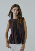Dark Brown Pleated Sleeveless Top – NORR