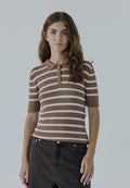 Brown Pink Stripe Short Sleeve Knit Top – NORR