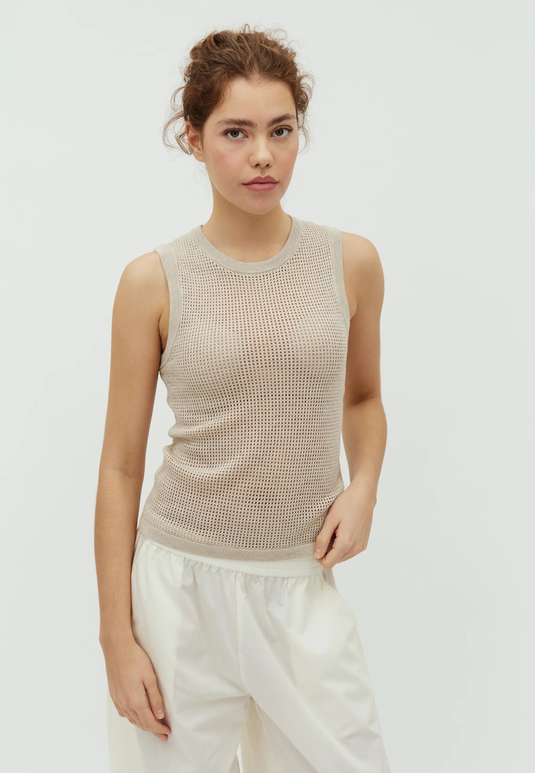 CALLIS-M KNIT VEST - OYSTER MELANGE - mbyM