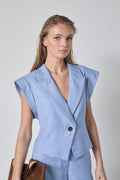 Pinstripe Tailored Waistcoat – Pale Blue | Co'Couture