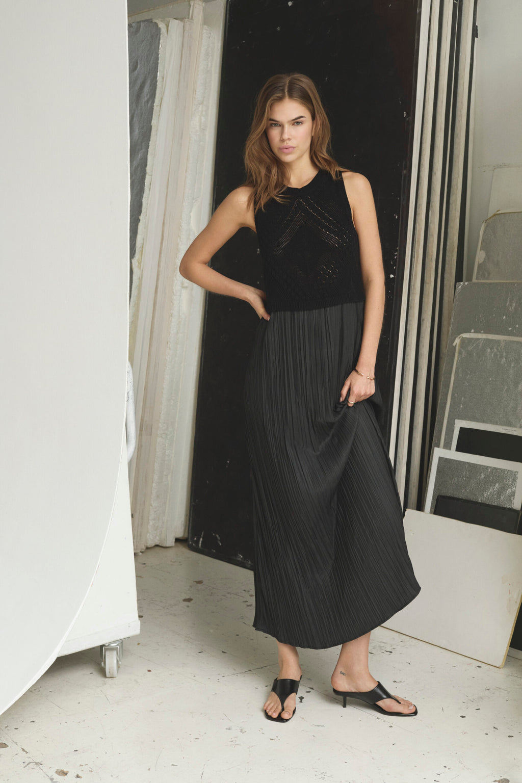 TammyCC Plissé Mix Dress Black