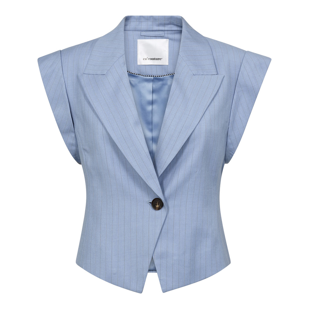Pinstripe Tailored Waistcoat – Pale Blue | Co'Couture