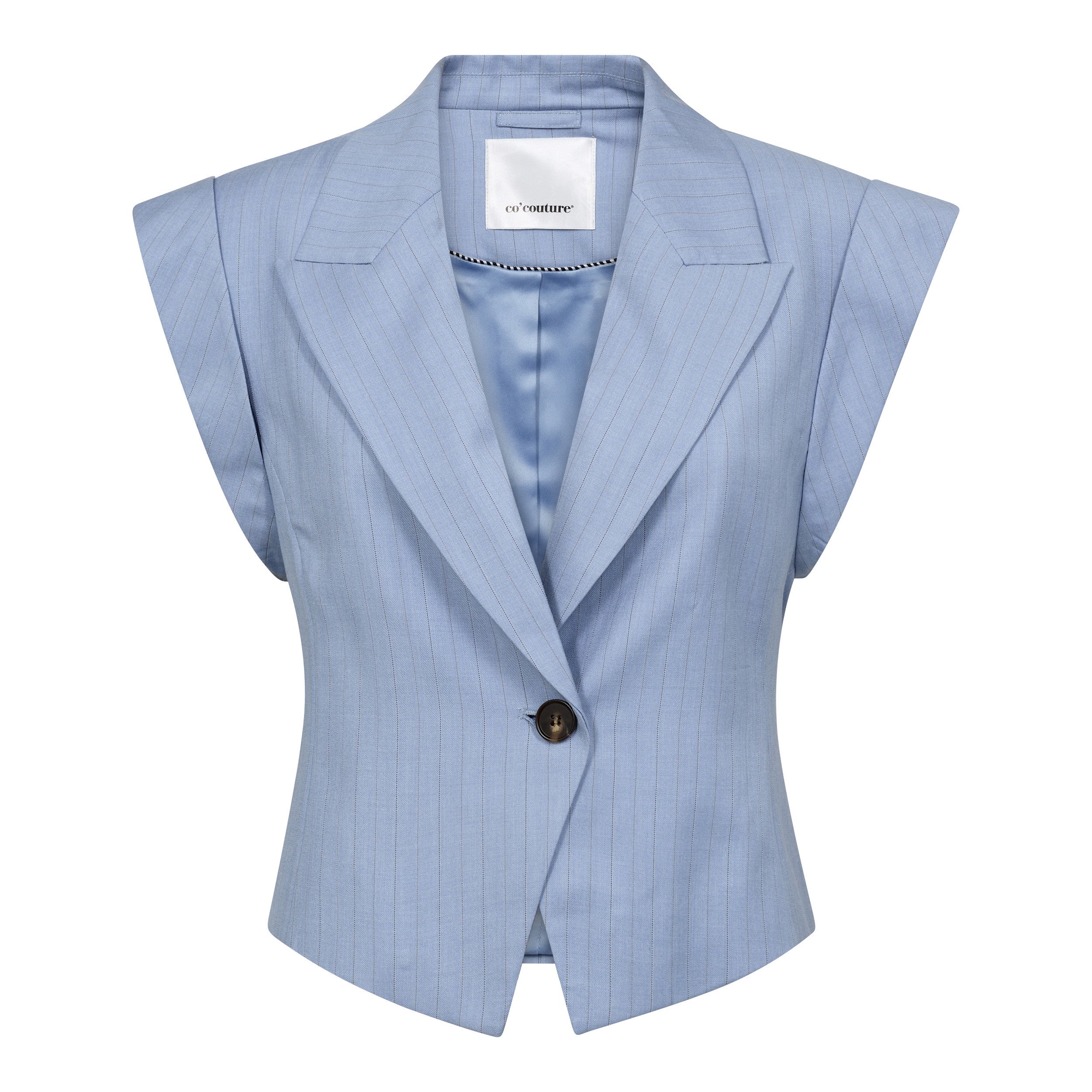 Pinstripe Tailored Waistcoat – Pale Blue | Co'Couture