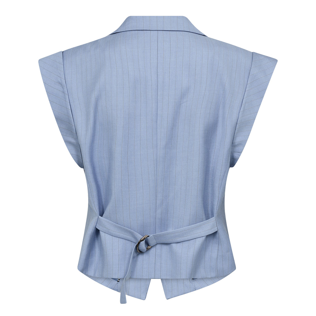 Pinstripe Tailored Waistcoat – Pale Blue | Co'Couture