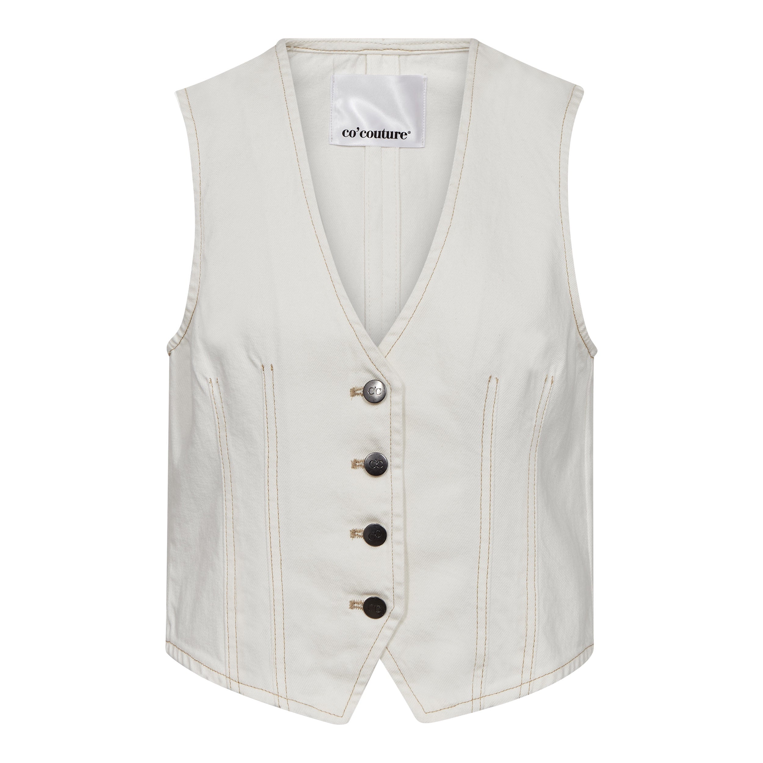Cotton Tailored Waistcoat – Bone | Co'Couture